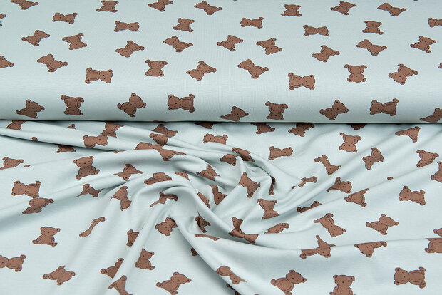 Baumwolljersey bedruckt mini bears mint