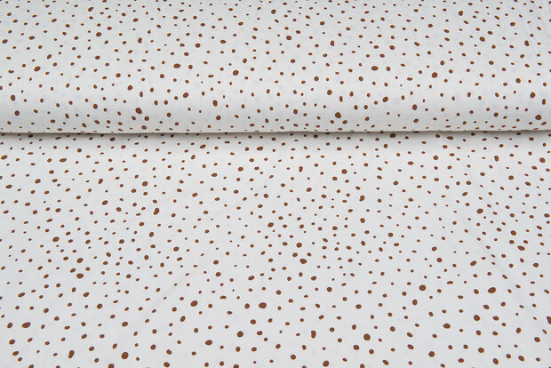 Baumwolljersey bedruckt dots off-white rost