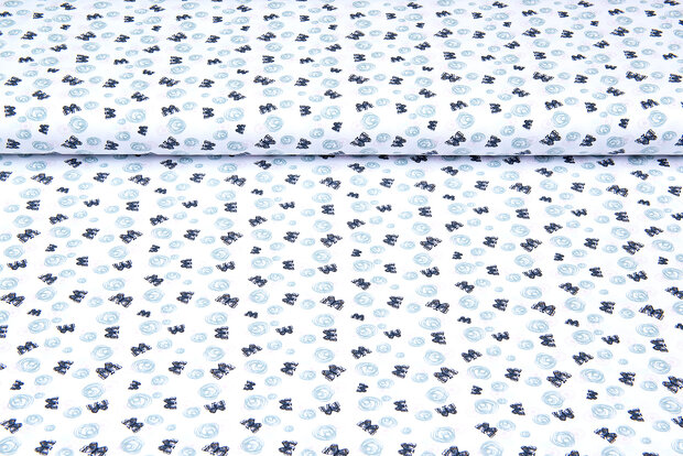 Baumwolljersey bedruckt butterfly weiss-mint