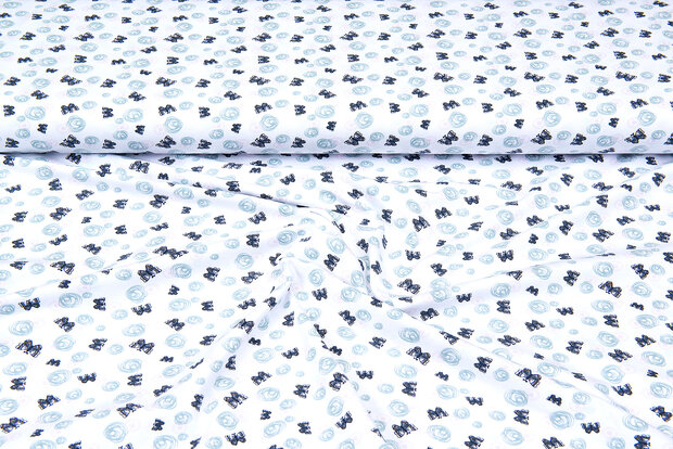 Baumwolljersey bedruckt butterfly weiss-mint