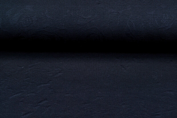 Strickstoff Jacquard roses schwarz