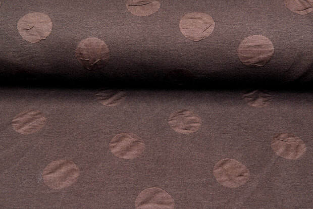 Strickstoff Jacquard big dots braun