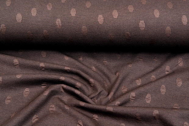 Strickstoff Jacquard dots braun