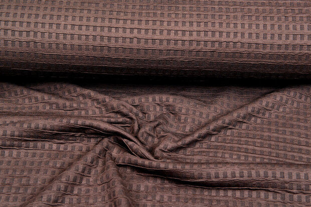 Strickstoff Jacquard waffel braun