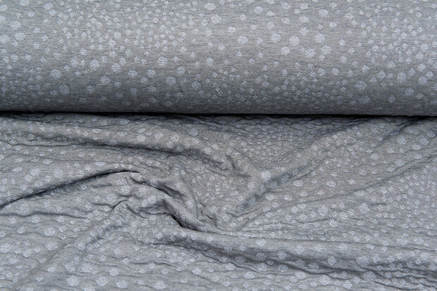 Strickstoff Jacquard retro little dropps grau-hellgrau