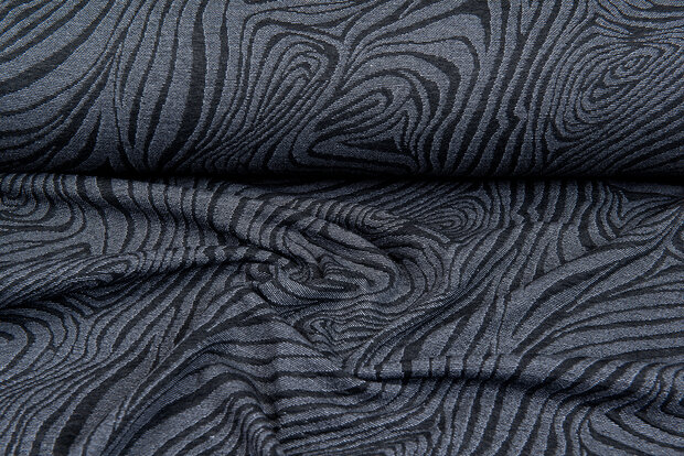 Strickstoff Jacquard retro stripes dunkelblau-grau