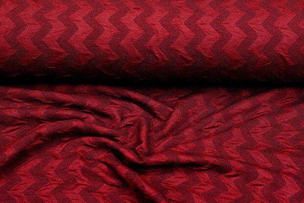 Strickstoff Jacquard zigzag dunkelrot