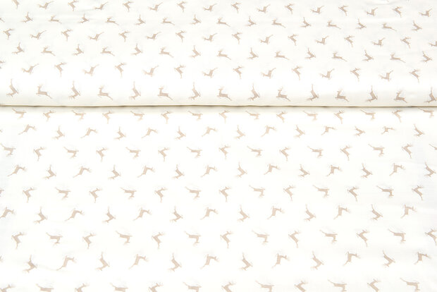 Baumwoll Popeline Bedruckt Weihnachten little reindeer ecru