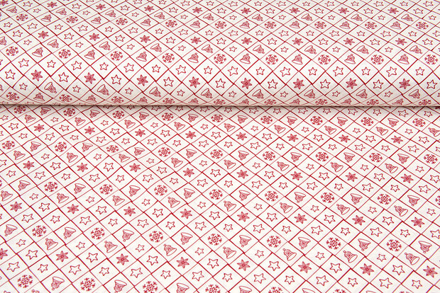 Baumwoll Popeline Bedruckt Weihnachten symbols ecru