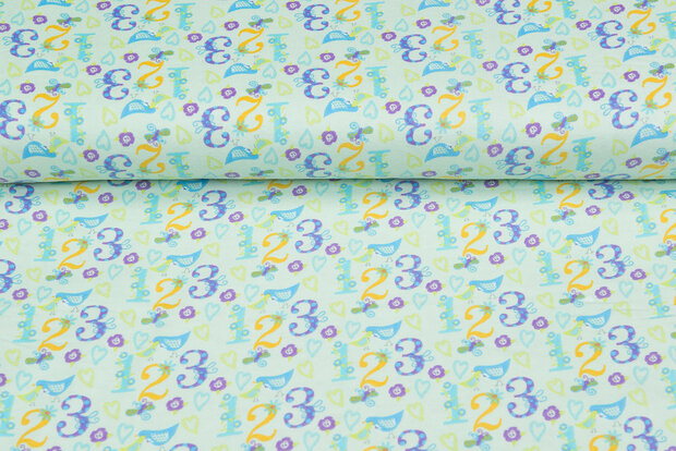 Flanellstoff numbers hellgr&uuml;n