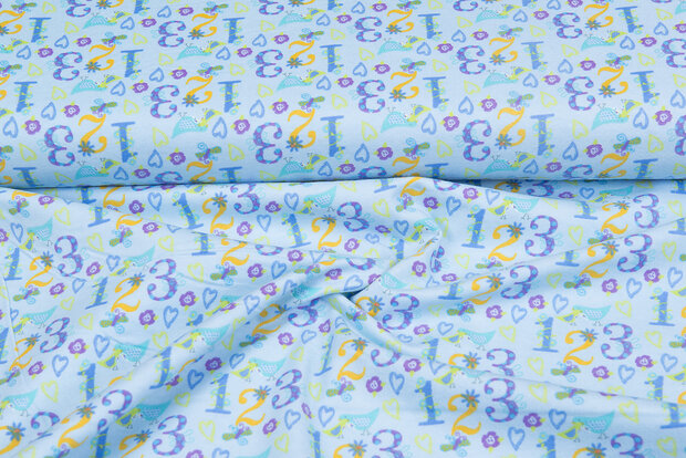 Flanellstoff numbers hellblau