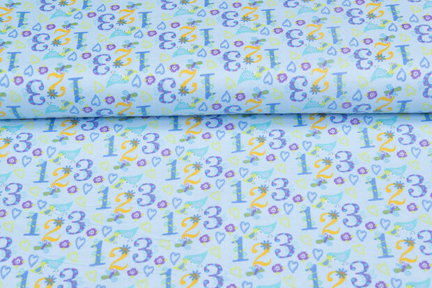 Flanellstoff numbers hellblau