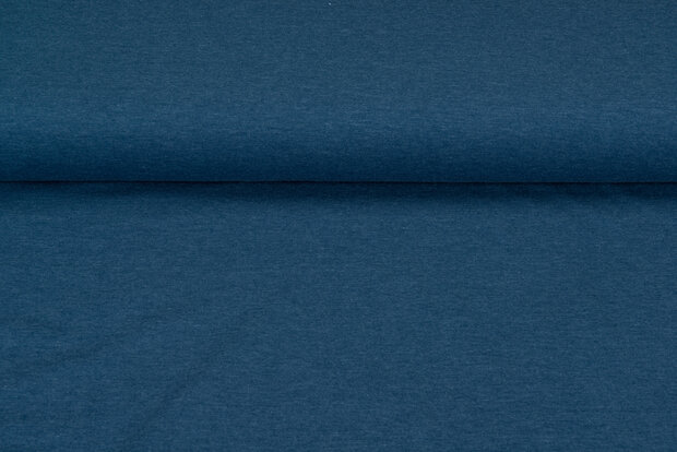 Baumwolljersey uni blau meliert