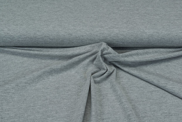 Baumwolljersey uni grau meliert