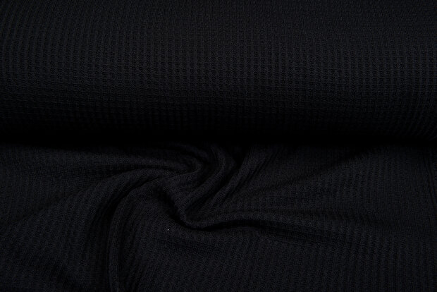 grob gestricktes Waffelpiqu&eacute; schwarz