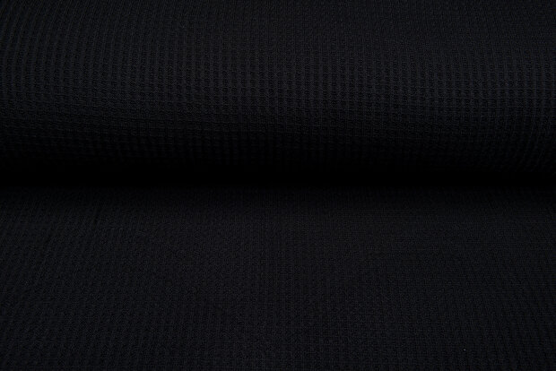 grob gestricktes Waffelpiqu&eacute; schwarz