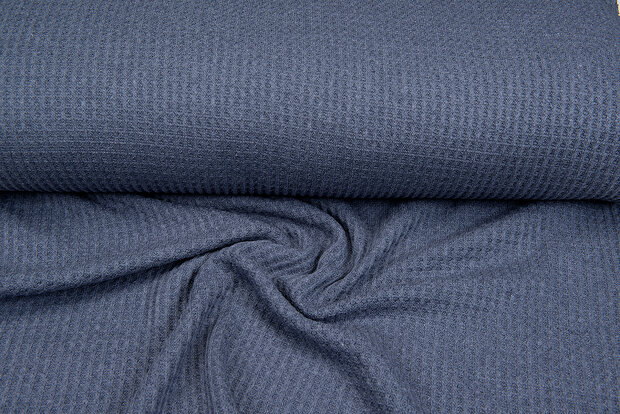 grob gestricktes Waffelpiqu&eacute; blau-grau