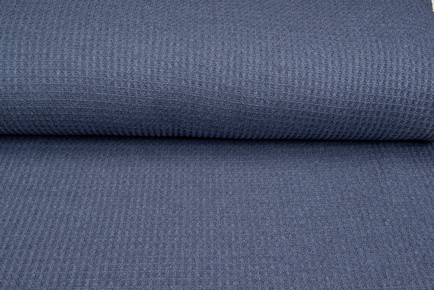 grob gestricktes Waffelpiqu&eacute; blau-grau