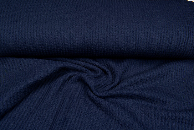 grob gestricktes Waffelpiqu&eacute; dunkelblau