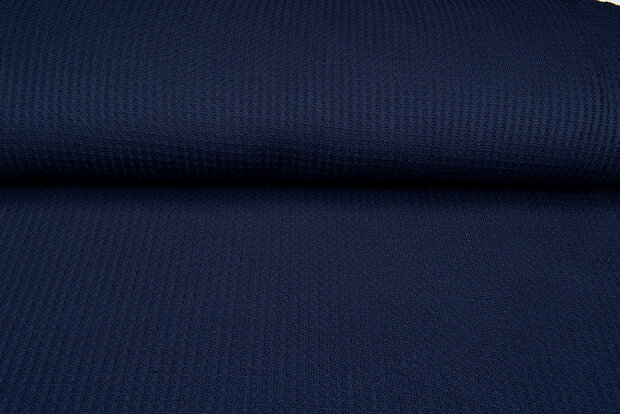 grob gestricktes Waffelpiqu&eacute; dunkelblau