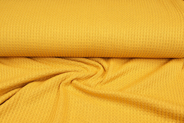 grob gestricktes Waffelpiqu&eacute; okergelb