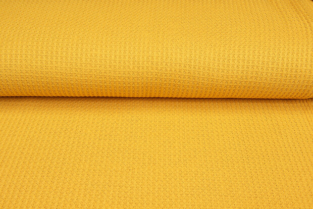 grob gestricktes Waffelpiqu&eacute; okergelb