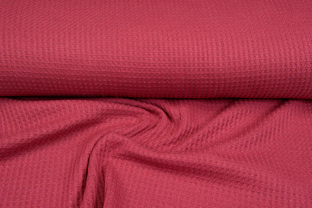 grob gestricktes Waffelpiqu&eacute; koralrot