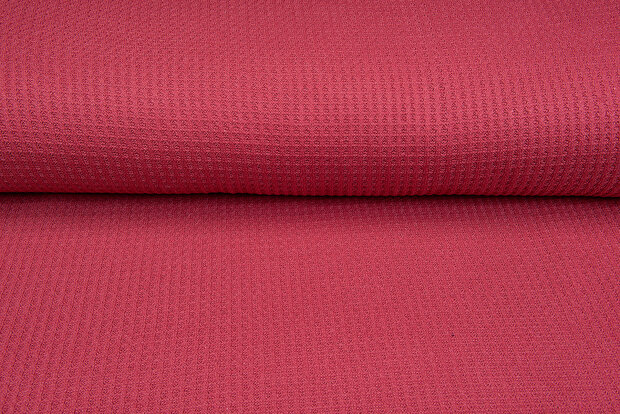 grob gestricktes Waffelpiqu&eacute; koralrot