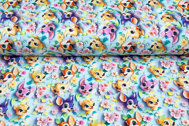 Baumwolljersey digital bedruckt colorful bambi