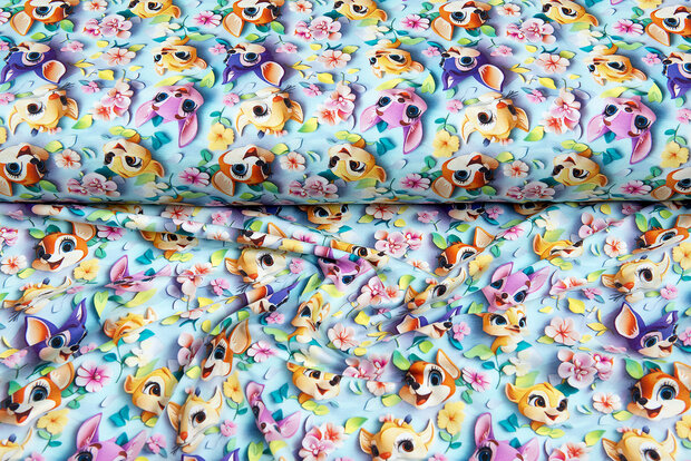 Baumwolljersey digital bedruckt colorful bambi