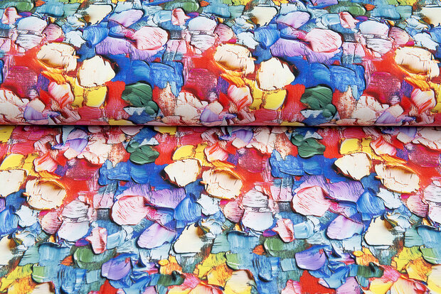 Baumwolljersey digital bedruckt painted flower multicolor