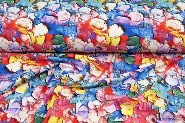 Baumwolljersey digital bedruckt painted flower multicolor