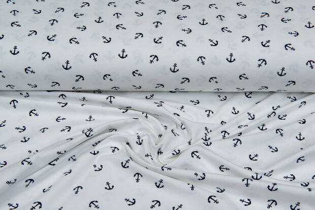 Baumwolljersey bedrukt anchor ecru