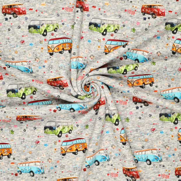 Alpenfleece bedruckt retro vans grau