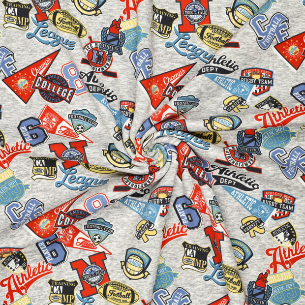 Alpenfleece bedruckt football athletics grau