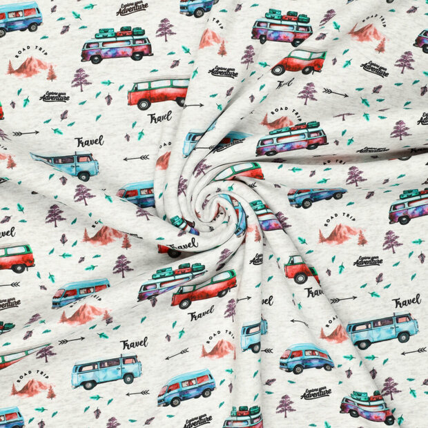 Alpenfleece bedruckt travel vans hellgrau