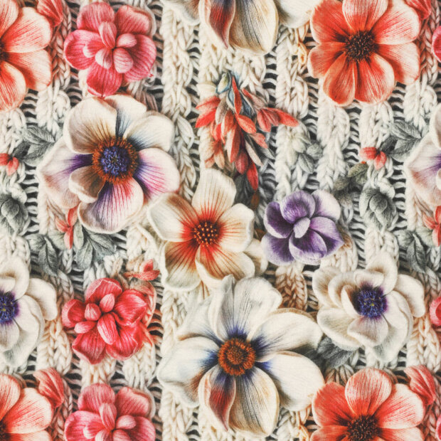 Alpenfleece bedruckt rope with flowers 3