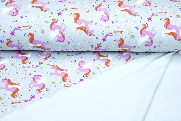 Alpenfleece bedruckt unicorn sparkle mint