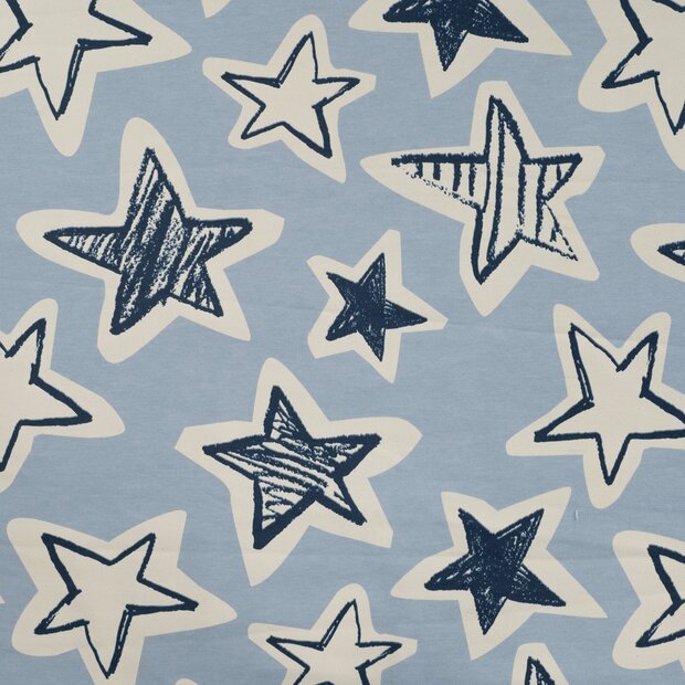 French Terry bedruckt stars blau
