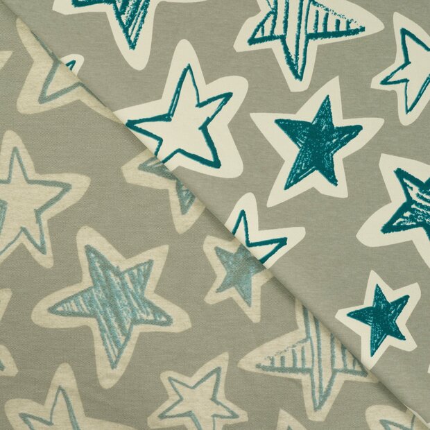 French Terry bedruckt stars mint