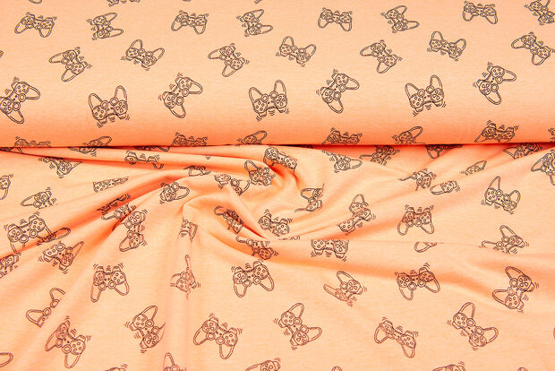 French terry bedruckt game controller neon orange