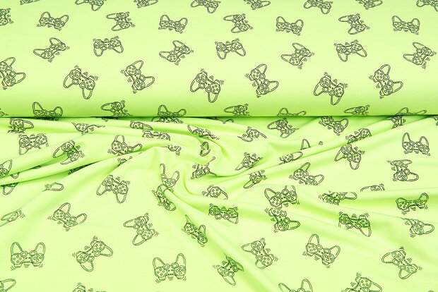 French terry bedruckt game controller neon lime