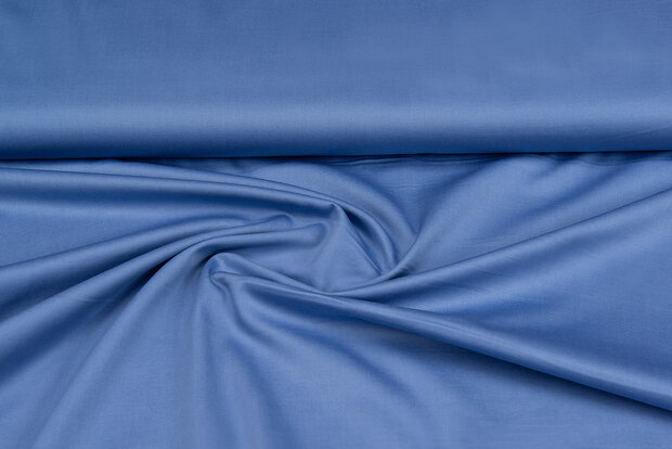 Baumwolle Popeline uni melange metalblau