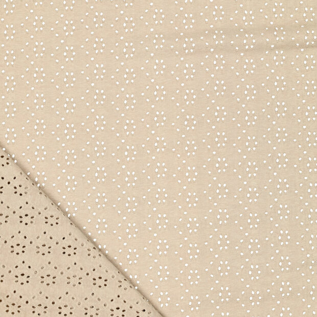 Embroidery Bestickter Baumwoll creme