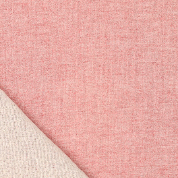 Baumwoll Musselin melange chambray hellrot