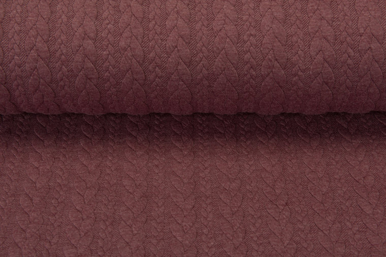 Strickstoff mit Zopfmuster hell aubergine