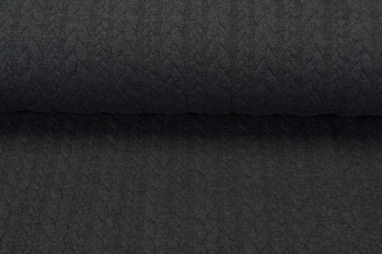 Strickstoff mit Zopfmuster blau-lila
