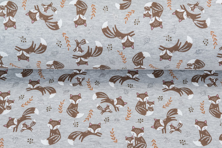 Alpenfleece bedruckt glitzer AG65 Fam Fox