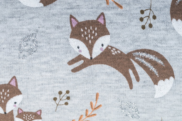 Alpenfleece bedruckt glitzer AG65 Fam Fox