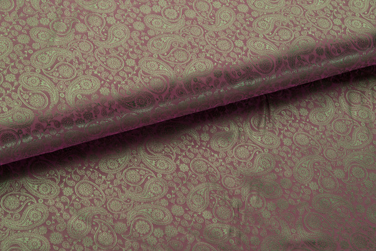 Futterstoff Jacquard small Paisley VO92 gr&uuml;n-cyclaam